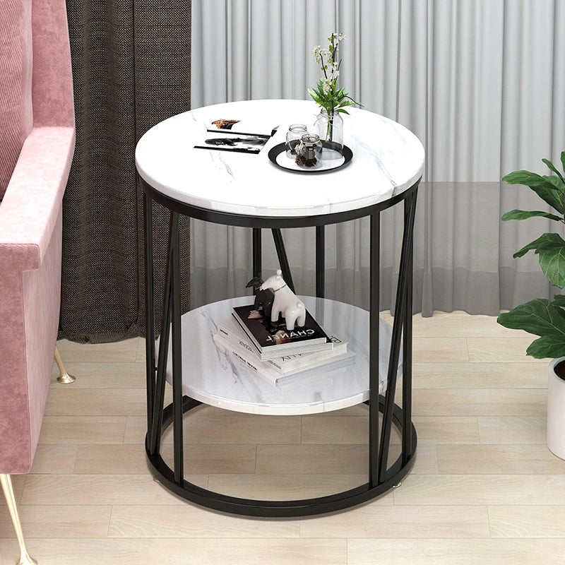 Mesa de centro dorada para sofá, muebles de mármol, mesita de noche redonda pequeña, patas de Loft modernas, mesa de Metal, decoración del hogar