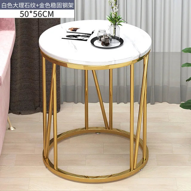 Mesa de centro dorada para sofá, muebles de mármol, mesita de noche redonda pequeña, patas de Loft modernas, mesa de Metal, decoración del hogar