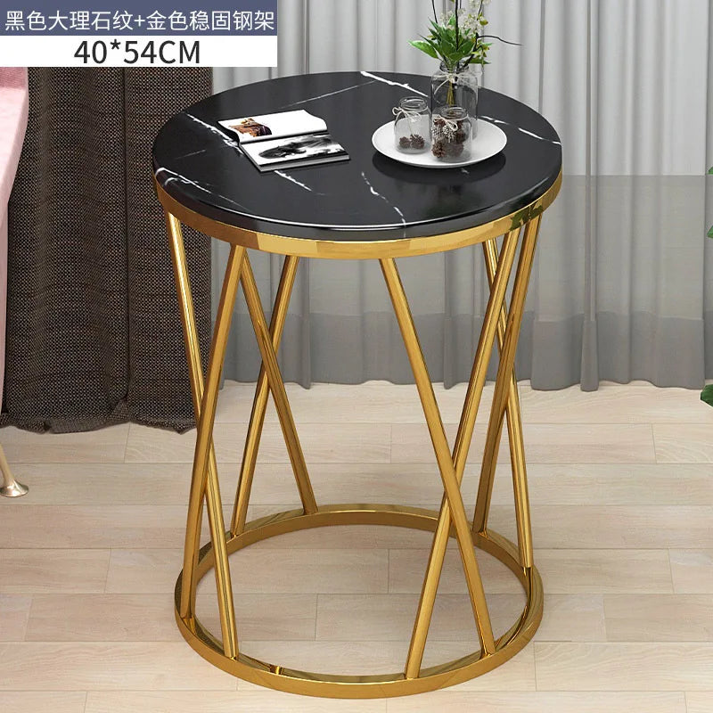 Mesa de centro dorada para sofá, muebles de mármol, mesita de noche redonda pequeña, patas de Loft modernas, mesa de Metal, decoración del hogar