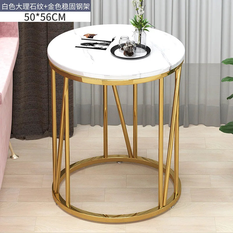 Mesa de centro dorada para sofá, muebles de mármol, mesita de noche redonda pequeña, patas de Loft modernas, mesa de Metal, decoración del hogar
