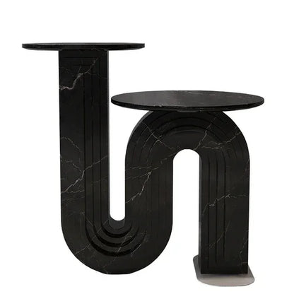 Mesa de centro con placa de piedra de lujo ligera, mesa auxiliar redonda de altura creativa para sala de estar y balcón