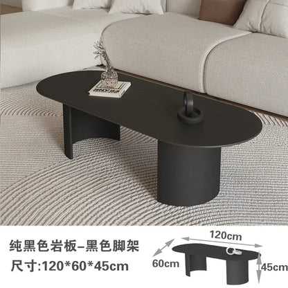 Cream Color Light Luxury Oval Coffee Table For Living Room Sintered Stone Modern Minimalist Design Living Room Meuble Furniture