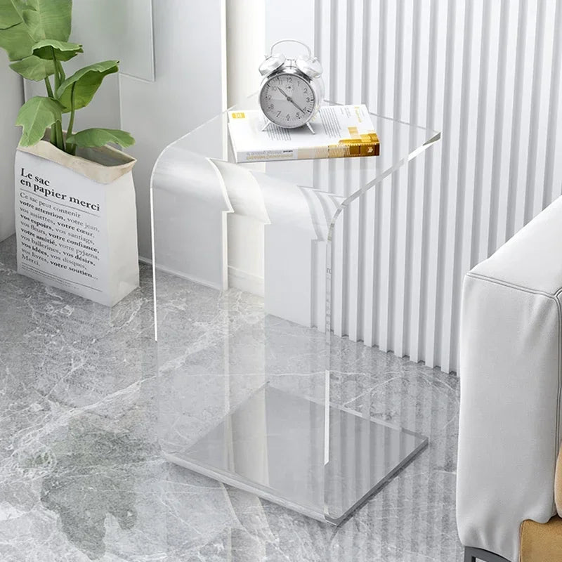 Mesas de centro acrílicas, sofá, mesa auxiliar pequeña, mesitas de noche modernas para dormitorio, escritorio de té Piaochuang, escritorios de almacenamiento, muebles nórdicos