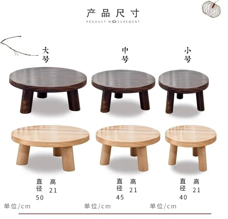 Mini mesa baja redonda de madera maciza para dormitorio, ventana de Bahía Simple y moderna, Tatami de arroz, pequeña mesa de té de café, mesas de tierra