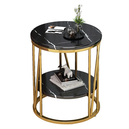 Mesa de centro dorada para sofá, muebles de mármol, mesita de noche redonda pequeña, patas de Loft modernas, mesa de Metal, decoración del hogar