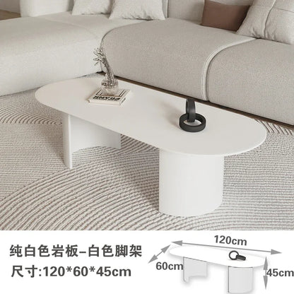 Cream Color Light Luxury Oval Coffee Table For Living Room Sintered Stone Modern Minimalist Design Living Room Meuble Furniture