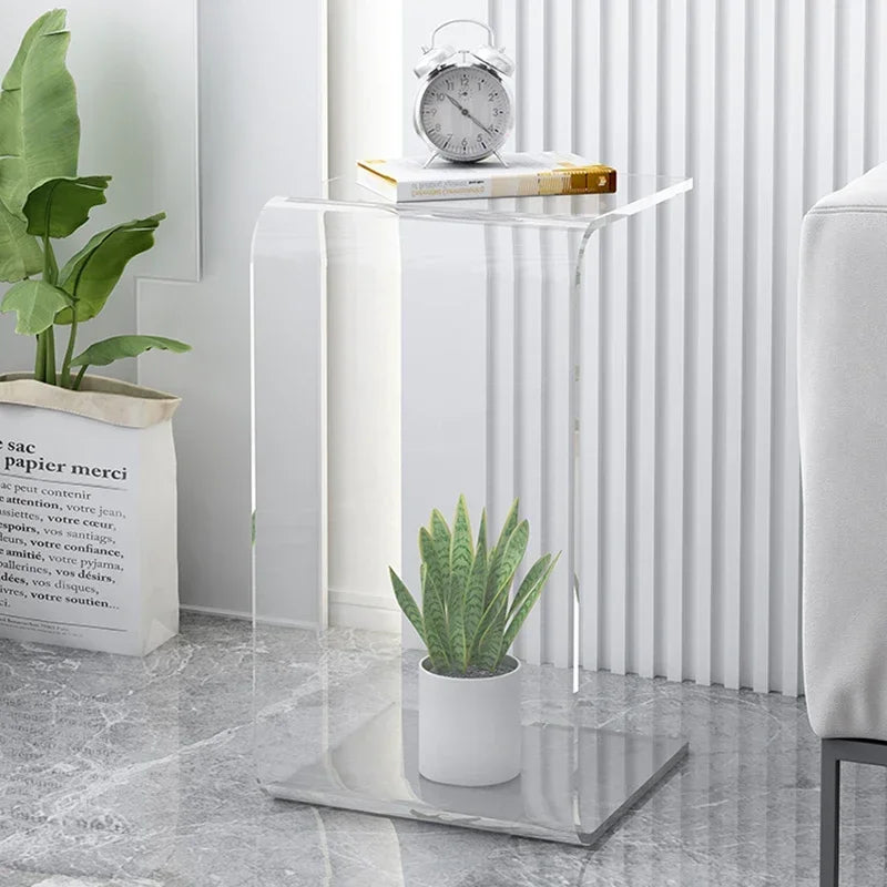 Mesas de centro acrílicas, sofá, mesa auxiliar pequeña, mesitas de noche modernas para dormitorio, escritorio de té Piaochuang, escritorios de almacenamiento, muebles nórdicos