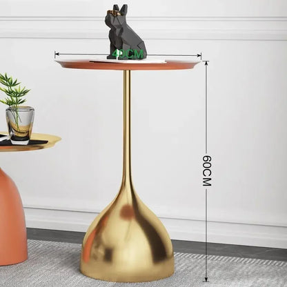 Mesa auxiliar pequeña de hierro forjado, mesa de centro redonda, muebles de sala de estar