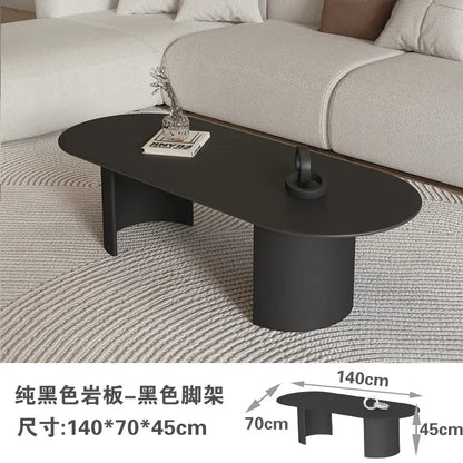 Cream Color Light Luxury Oval Coffee Table For Living Room Sintered Stone Modern Minimalist Design Living Room Meuble Furniture