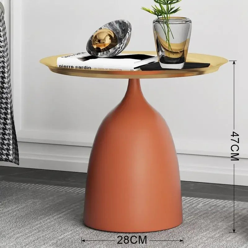 Mesa auxiliar pequeña de hierro forjado, mesa de centro redonda, muebles de sala de estar