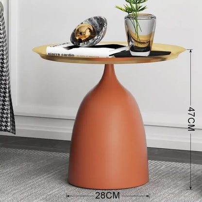 Mesa auxiliar pequeña de hierro forjado, mesa de centro redonda, muebles de sala de estar