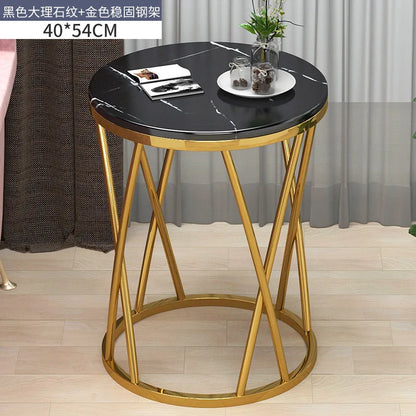 Mesa de centro dorada para sofá, muebles de mármol, mesita de noche redonda pequeña, patas de Loft modernas, mesa de Metal, decoración del hogar