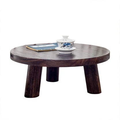 Mini mesa baja redonda de madera maciza para dormitorio, ventana de Bahía Simple y moderna, Tatami de arroz, pequeña mesa de té de café, mesas de tierra
