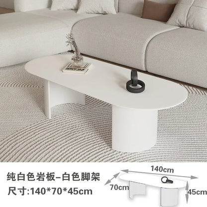 Cream Color Light Luxury Oval Coffee Table For Living Room Sintered Stone Modern Minimalist Design Living Room Meuble Furniture